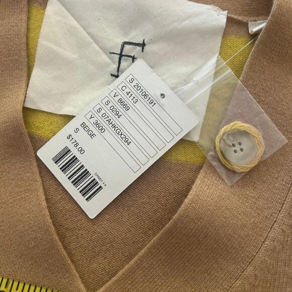 Anthropologie Cashmere Yellow Tan Striped Sweater Dress/ Tunic Size Small NWT - Picture 9 of 12